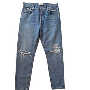 AGOLDE Jamie Jeans, Button Fly High-Rise Distressed Straight Leg size 28, ankle